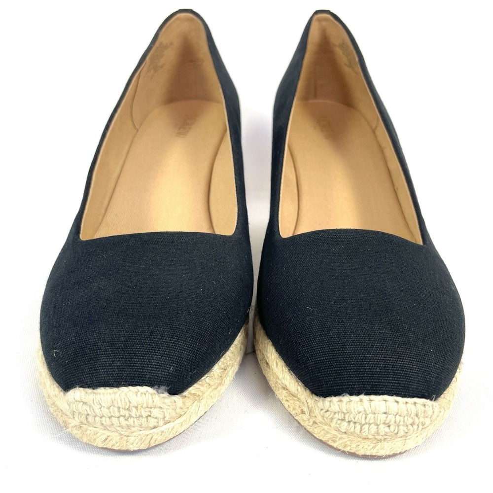 J.Crew AL003 Black Canvas Espadrille Wedge Heels Womens 11 NWT - Picture 5 of 9